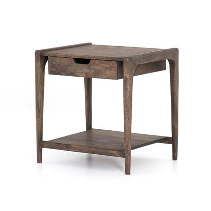 Valerie 23" 1 Drawer Square End Table - Aged Brown