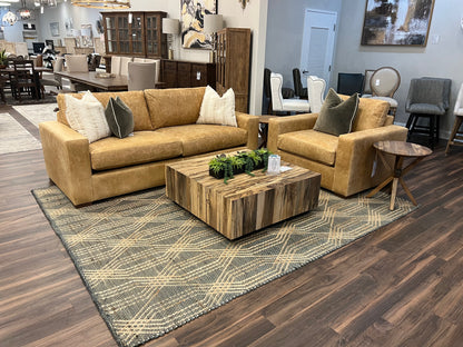 Gretchen Express Ship 48" Top Grain Leather Occasional Chair - Cider