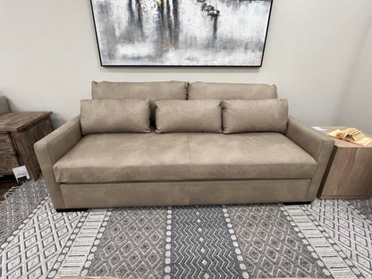 Glenda Express Ship 90" Bench Cushion Top Grain Leather Sofa - Taupe