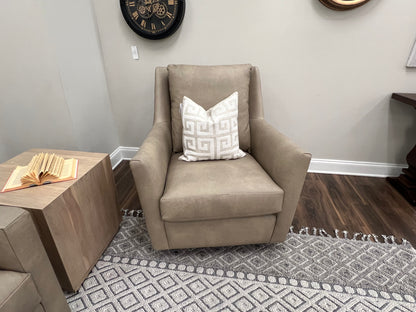 Hugo Express Ship 36" Top Grain Leather Swivel Chair - Taupe