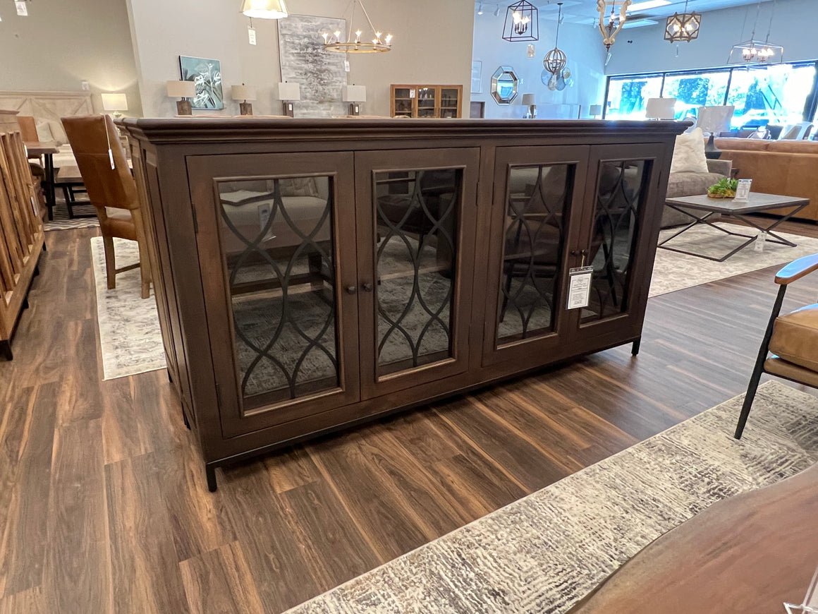 Eliza 82" 4 Door Glass Front Sideboard - Natural + Black