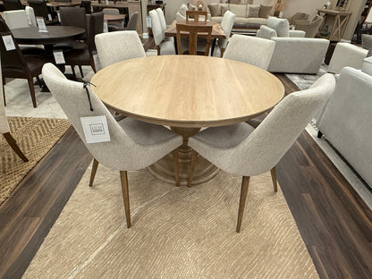 Clancy 53" Acacia Round Pedestal Dining Table - New White Wash