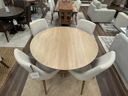 Clancy 53" Acacia Round Pedestal Dining Table - New White Wash