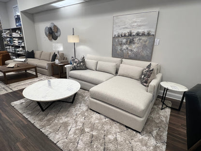 Glenda 104" Quick Ship Bench Cushion Sofa + Chaise - Crypton Quicksilver