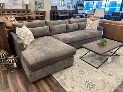 Glenda 130" Express Ship Sofa + Left Chaise - Performance Mink Chenille