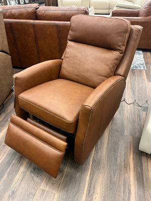 Dartmouth 37" Top Grain Leather Power Motion Swivel Glider Recliner - Spiced Rum