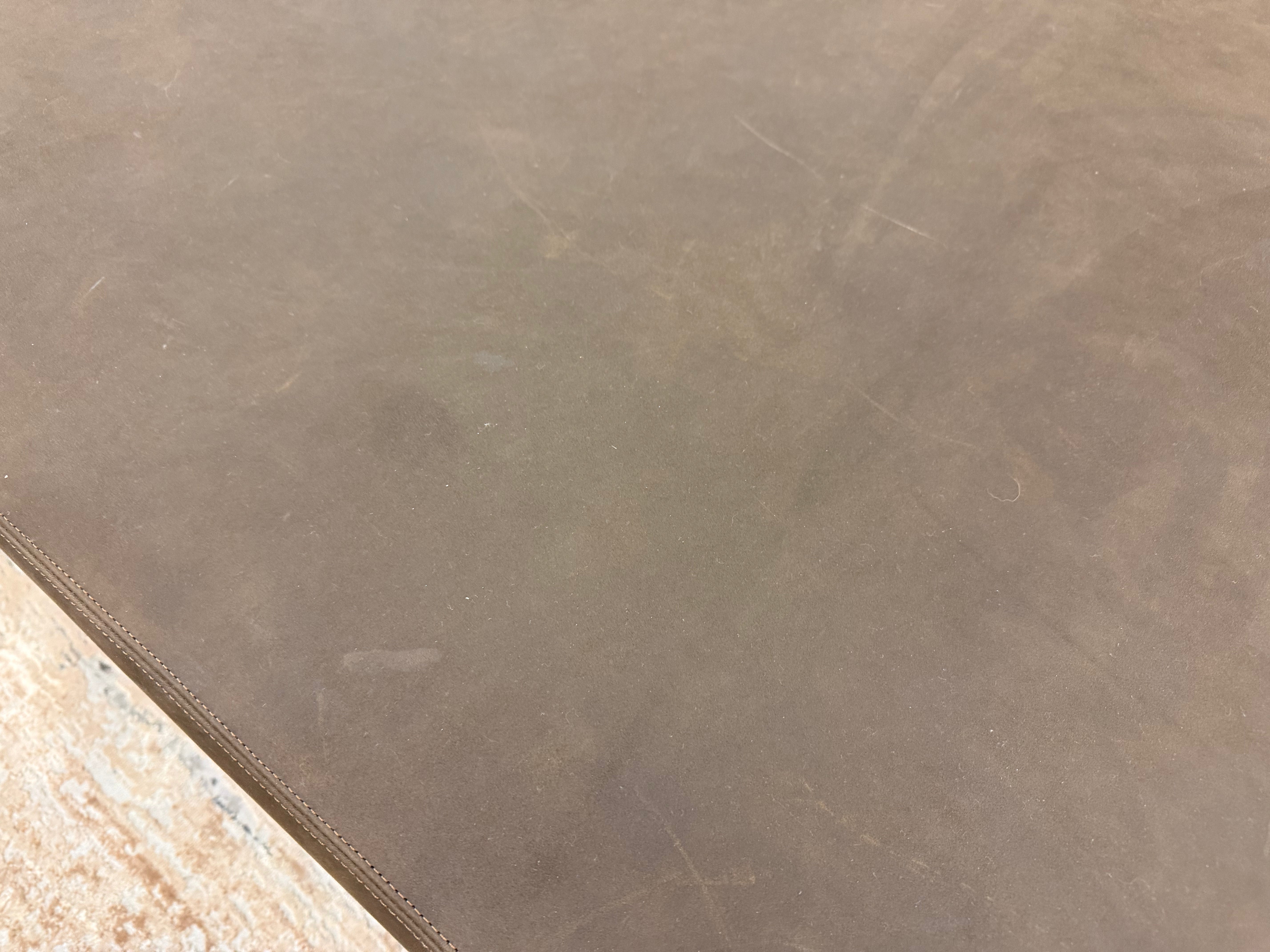 Blair Express Ship 37" Square To Grain Leather Ottoman - Coffee Bean