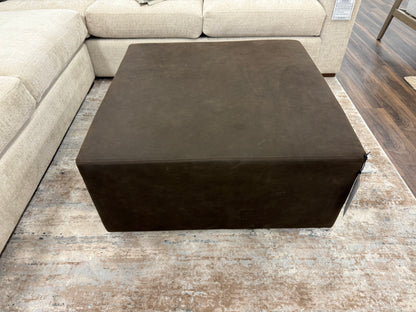 Blair Express Ship 37" Square To Grain Leather Ottoman - Coffee Bean