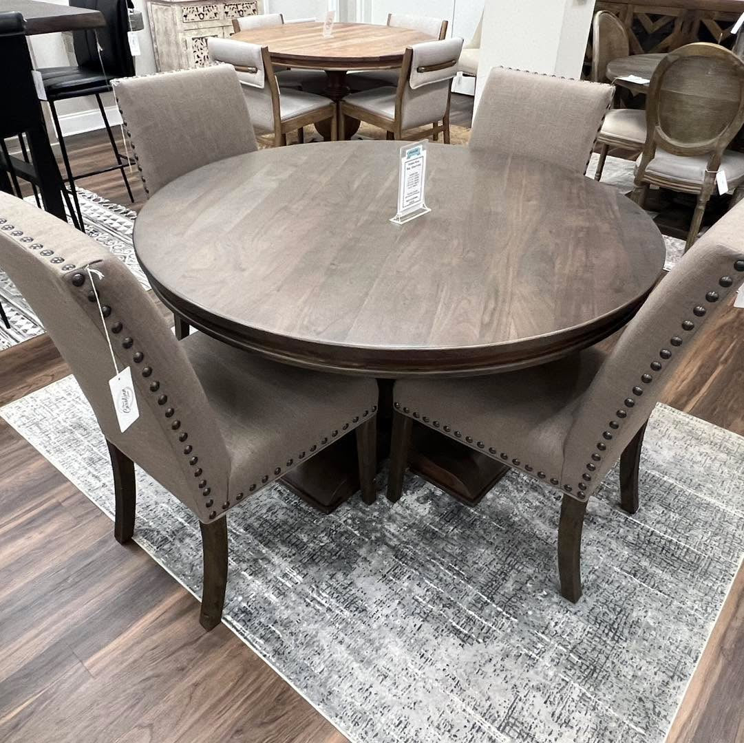 Marcia 53" Acacia Round Dining Table - Natural + Smoke