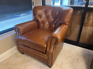 Hoss 37" Tufted Top Grain Leather Club Chair - River Stecco