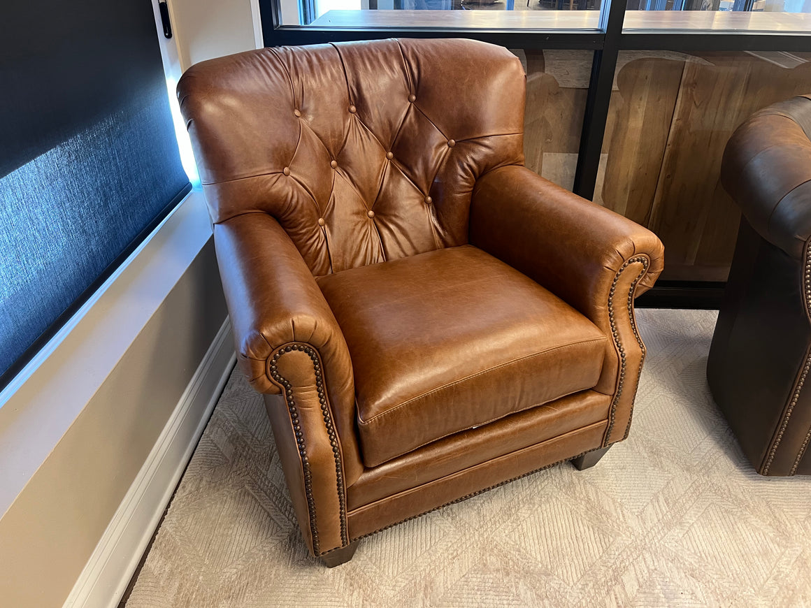 Hoss 37" Tufted Top Grain Leather Club Chair - River Stecco