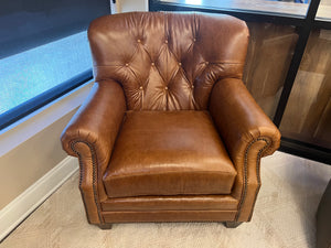 Hoss 37" Tufted Top Grain Leather Club Chair - River Stecco