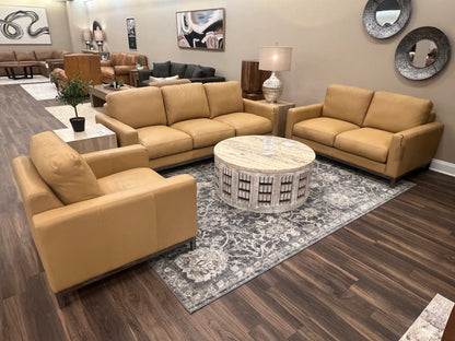 Clarksdale 67" Top Grain Leather 2 Cushion Loveseat - Berkshire Chamois