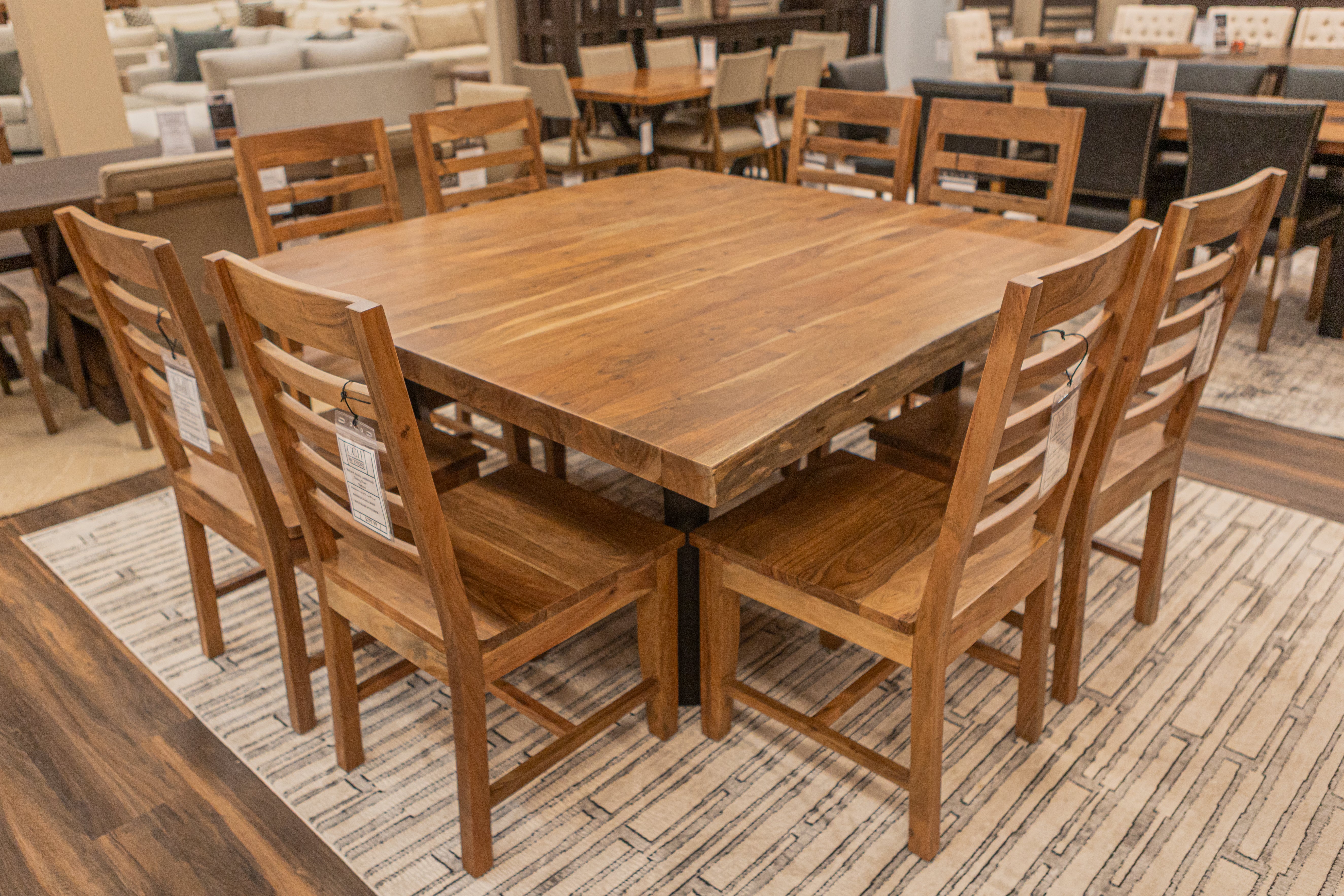 Malcolm 60" Acacia Live Edge Square Dining Table - Natural