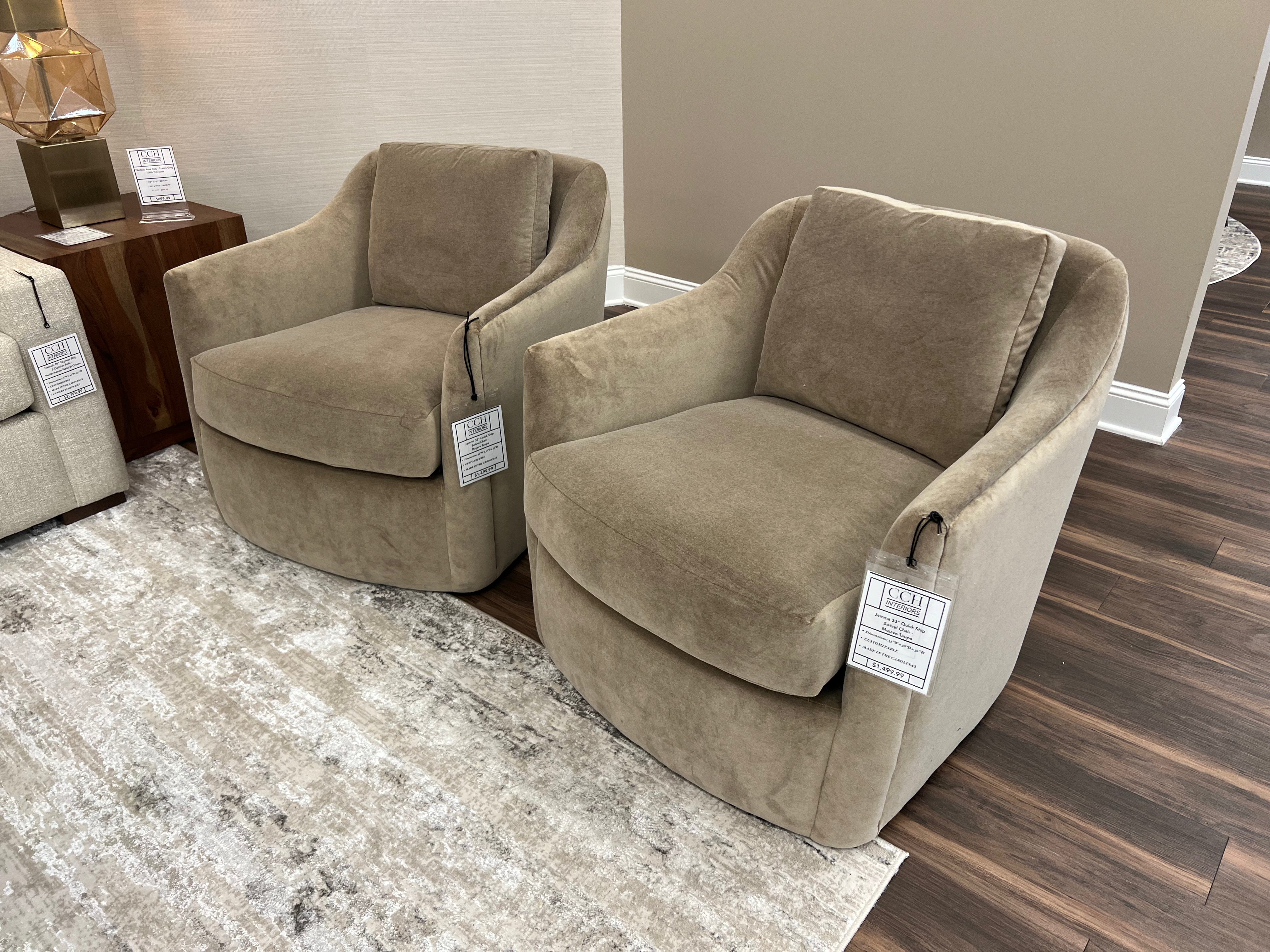 Jemma 33" Quick Ship Swivel Chair - Mojave Taupe