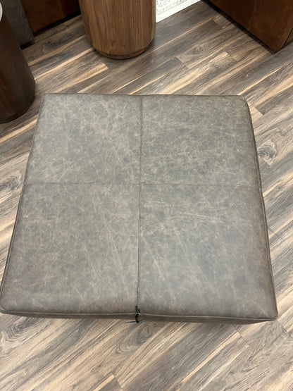 Bodie 36" Square Storage Top Grain Leather Ottoman - Omaha Cigar