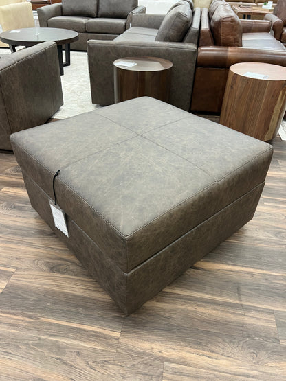 Bodie 36" Square Storage Top Grain Leather Ottoman - Omaha Cigar