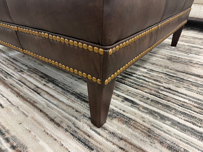 Dutton 42" Customizable Square Top Grain Leather Cocktail Ottoman - Wild Bronco + Brass Nailheads