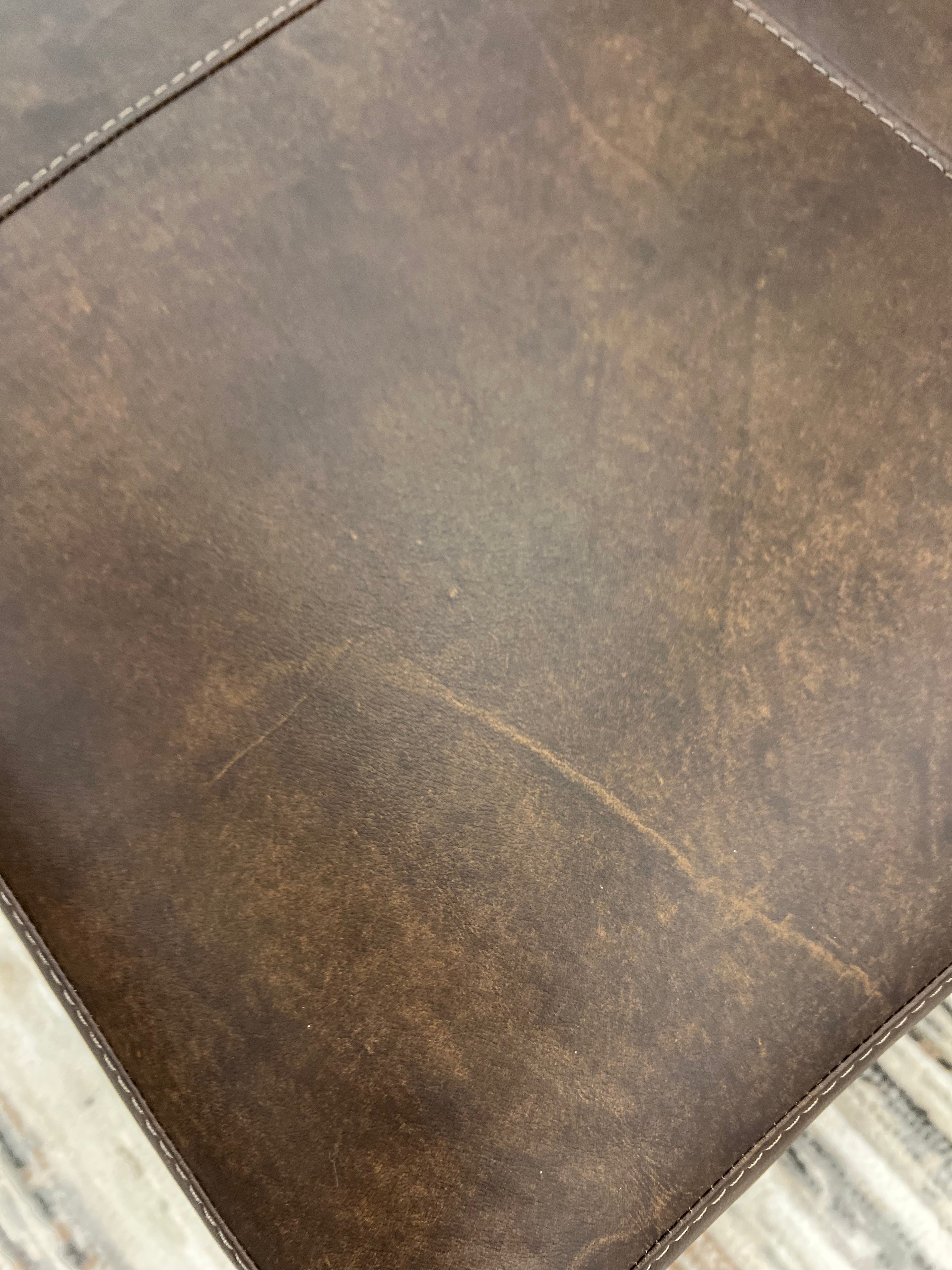 Dutton 42" Customizable Square Top Grain Leather Cocktail Ottoman - Wild Bronco + Brass Nailheads