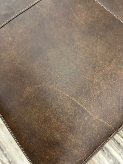 Dutton 42" Customizable Square Top Grain Leather Cocktail Ottoman - Wild Bronco + Brass Nailheads