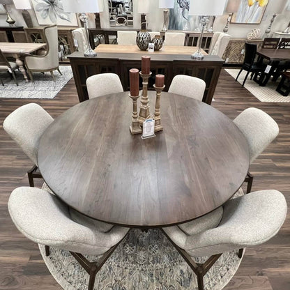 Marcia 72" Acacia Round Dining Table - Natural + Smoke