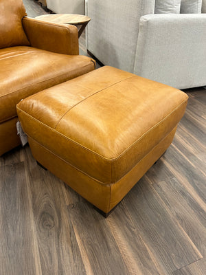 Farrara 28" Italian Top Grain Leather Ottoman - Dallas Camel