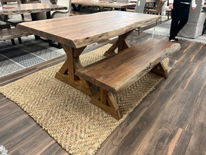 Malcolm Acacia 72" Live Edge Dining Table - Natural + Gray