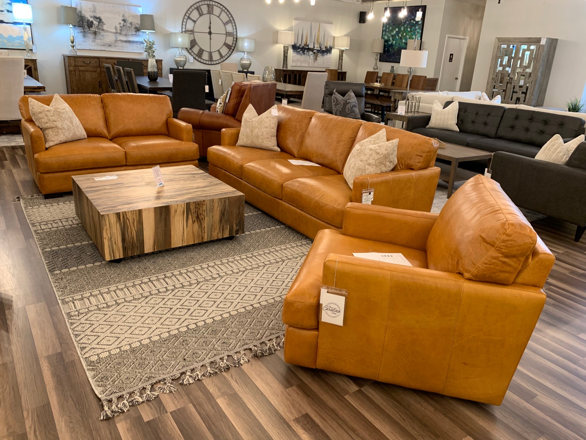 Camel Leather Sofa Set