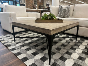 Lowell 40" Square Coffee Table - Concrete + Iron