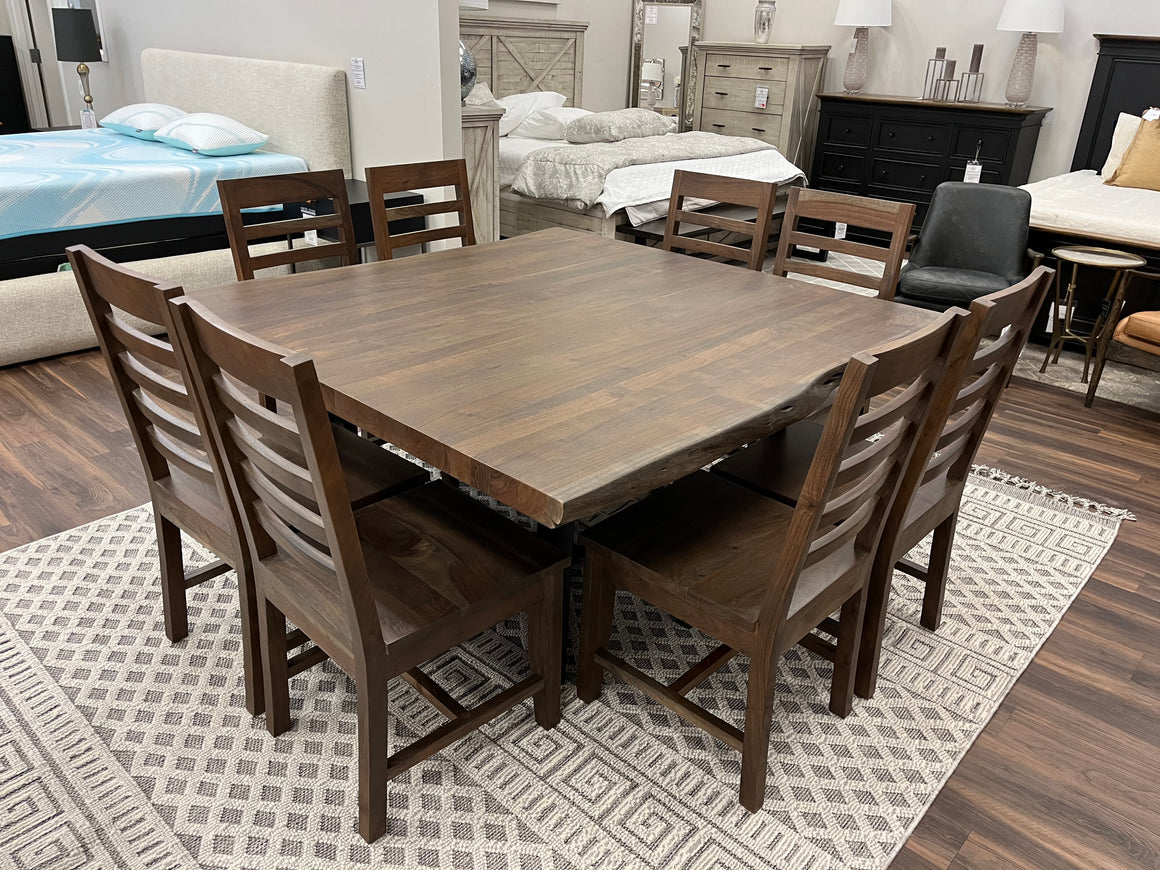 Malcolm 60" Acacia Live Edge Square Dining Table - Natural + Smoke