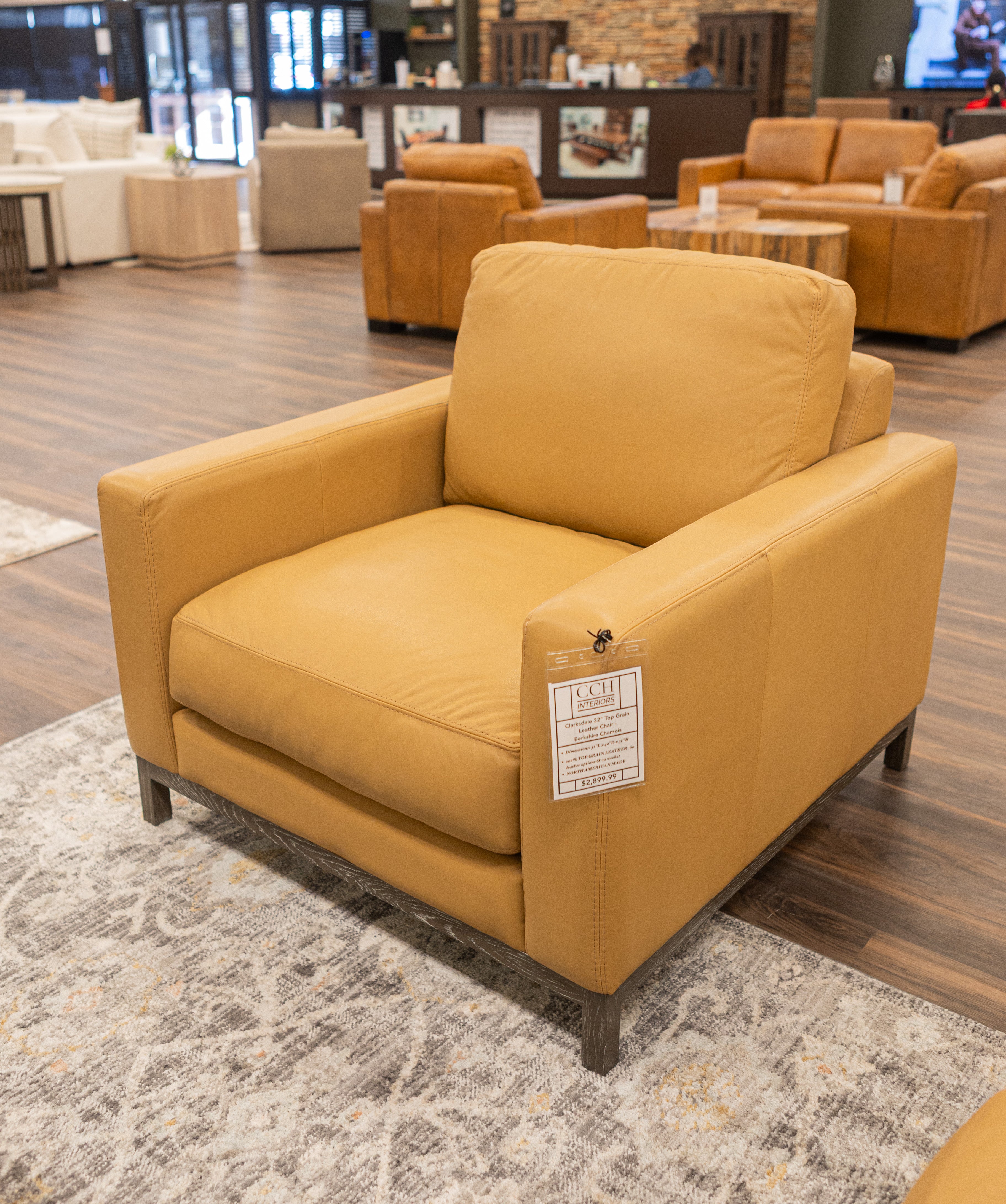 Clarksdale 32" Top Grain Leather Chair - Berkshire Chamois