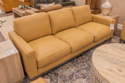 Clarksdale 90" Top Grain Leather 3 Cushion Sofa - Berkshire Chamois