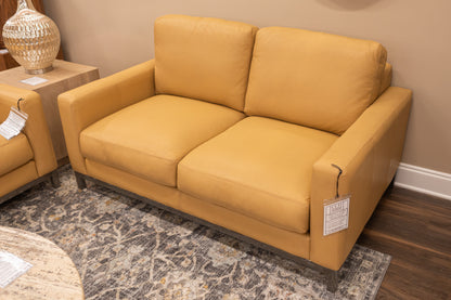 Clarksdale 67" Top Grain Leather 2 Cushion Loveseat - Berkshire Chamois