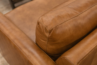 Wyatt 62" Wide Track Arm 3 Cushion Top Grain Leather Loveseat - Desert Sand