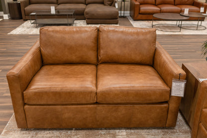 Wyatt 62" Wide Track Arm 3 Cushion Top Grain Leather Loveseat - Desert Sand