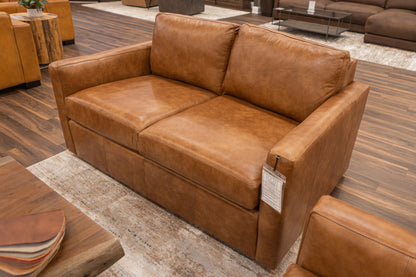 Wyatt 62" Wide Track Arm 3 Cushion Top Grain Leather Loveseat - Desert Sand