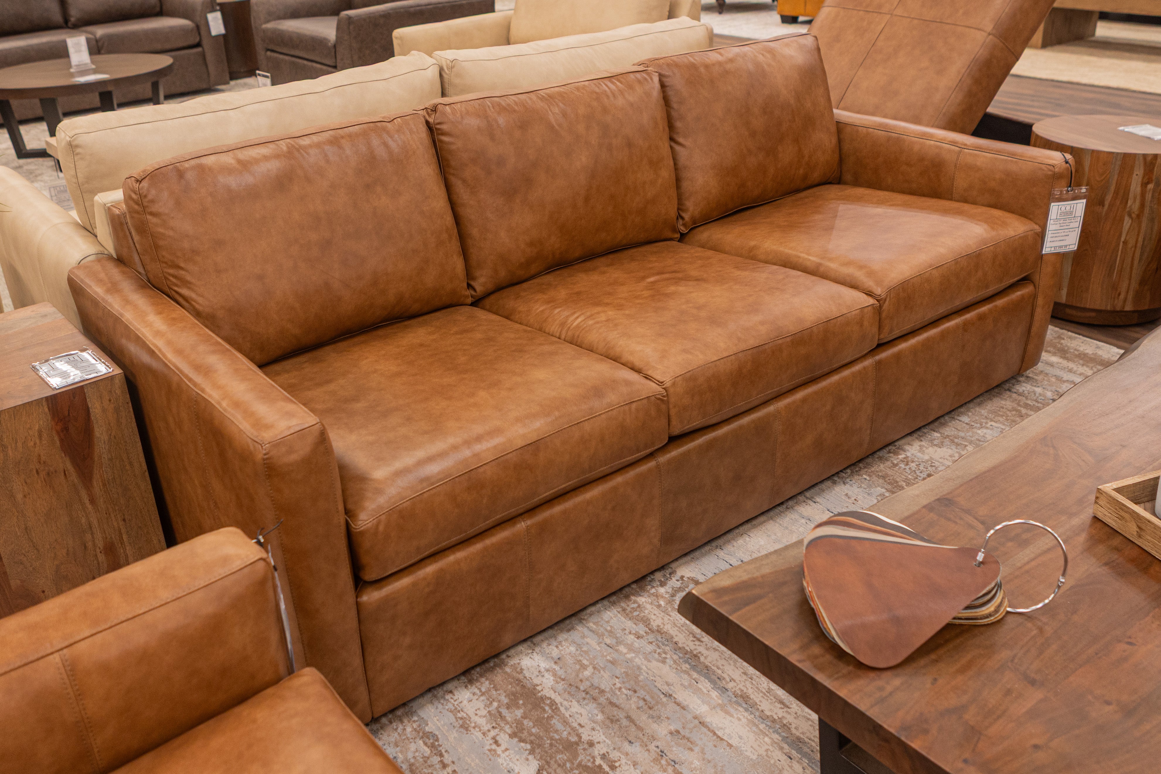 Wyatt 91" Wide Track Arm 3 Cushion Top Grain Leather Sofa - Desert Sand