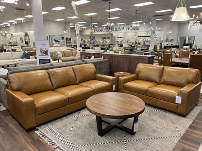 Modena 67" Italian Top Grain Leather 2 Cushion Loveseat - Dark Saddle