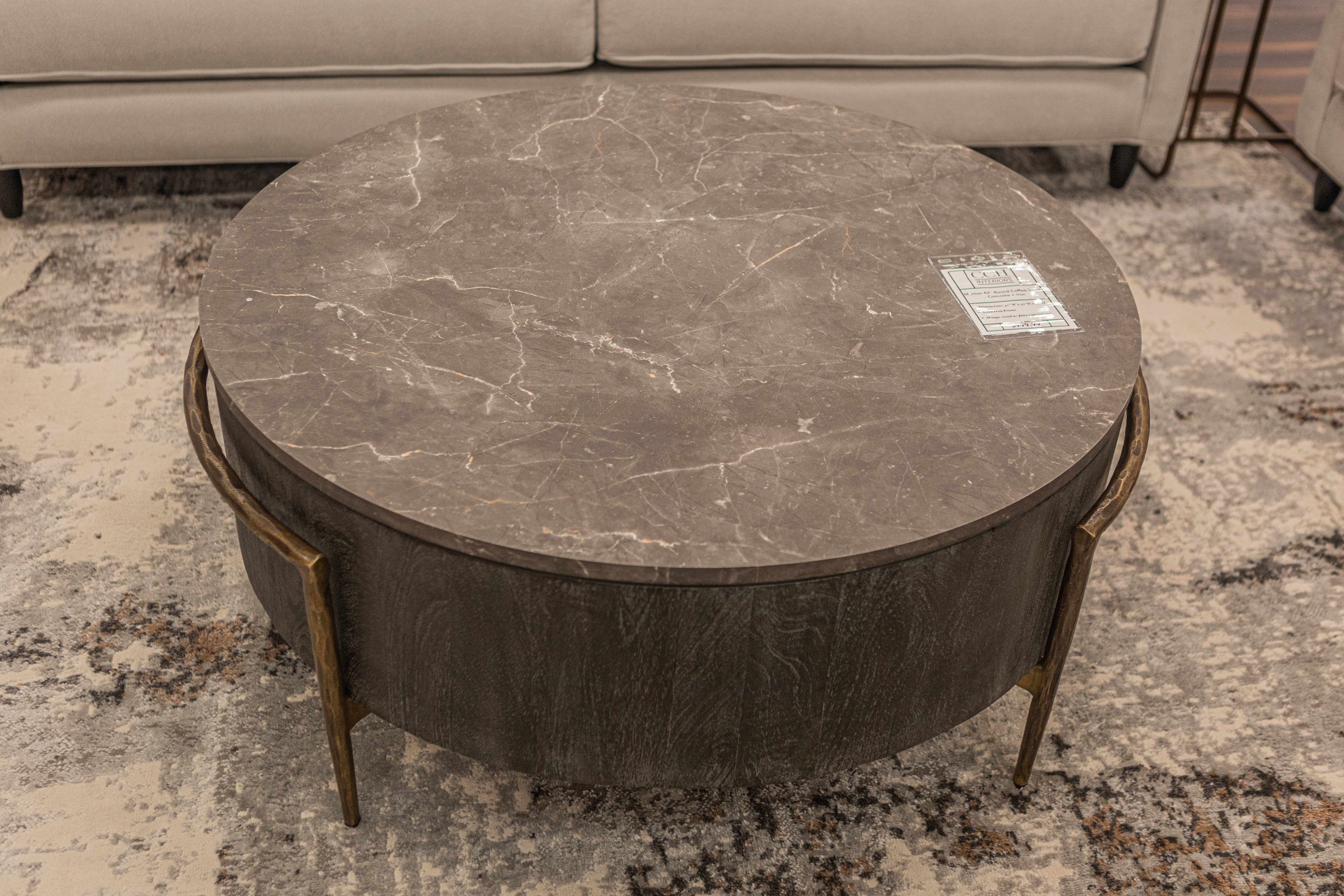 Morton 42" Round Coffee Table - Concrete + Iron