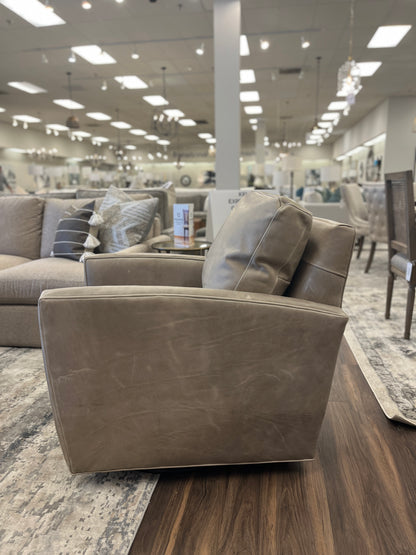 Matthew Express Ship 30" Top Grain Leather Swivel Glider - Putty