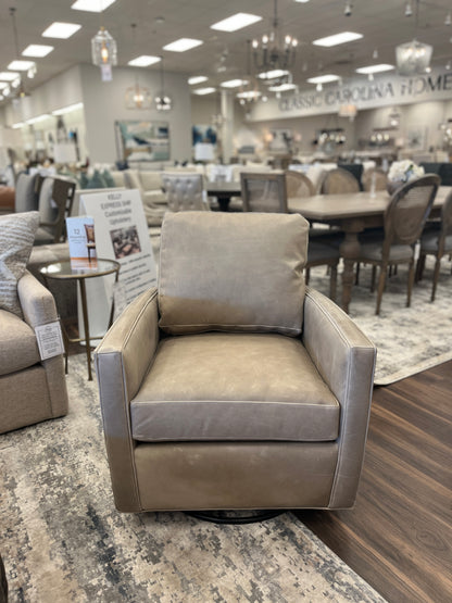 Matthew Express Ship 30" Top Grain Leather Swivel Glider - Putty