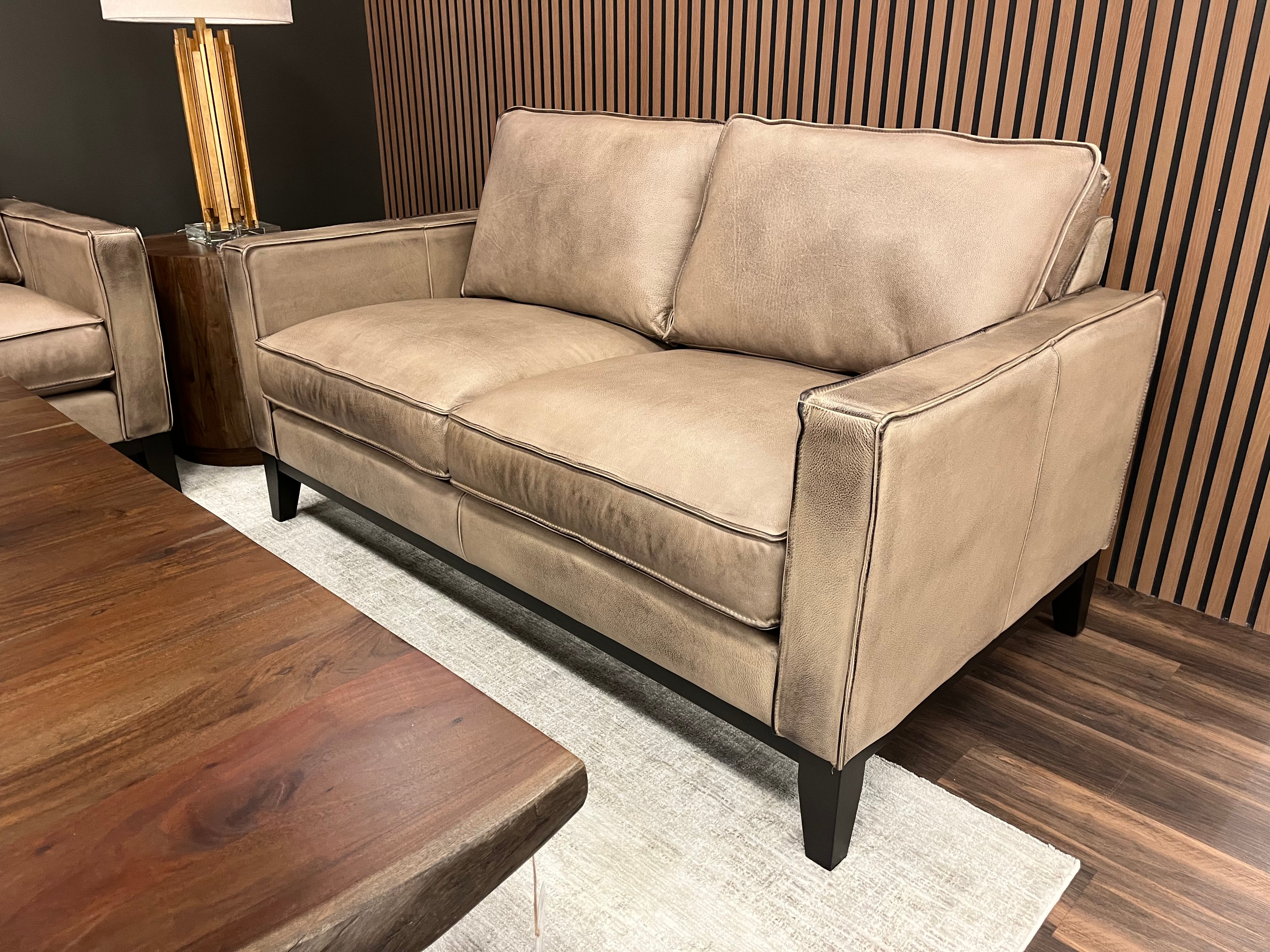 Willis 63" Top Grain Leather 2 Cushion Loveseat - Diva Taupe