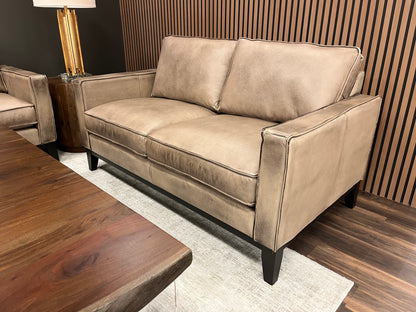 Willis 63" Top Grain Leather 2 Cushion Loveseat - Diva Taupe