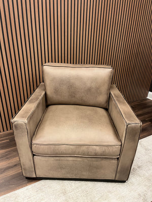 Willis 36" Top Grain Leather Swivel Chair - Diva Taupe