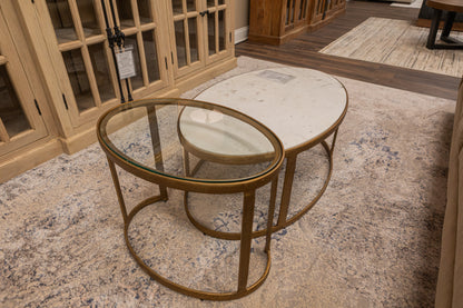 Crowder 38" Nesting Coffee Tables - Brass + Marble