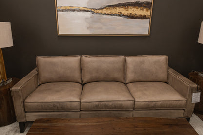 Willis 90" Top Grain Leather 3 Cushion Sofa - Diva Taupe