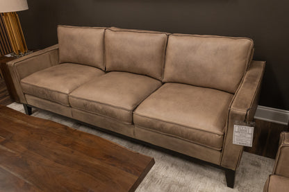 Willis 90" Top Grain Leather 3 Cushion Sofa - Diva Taupe