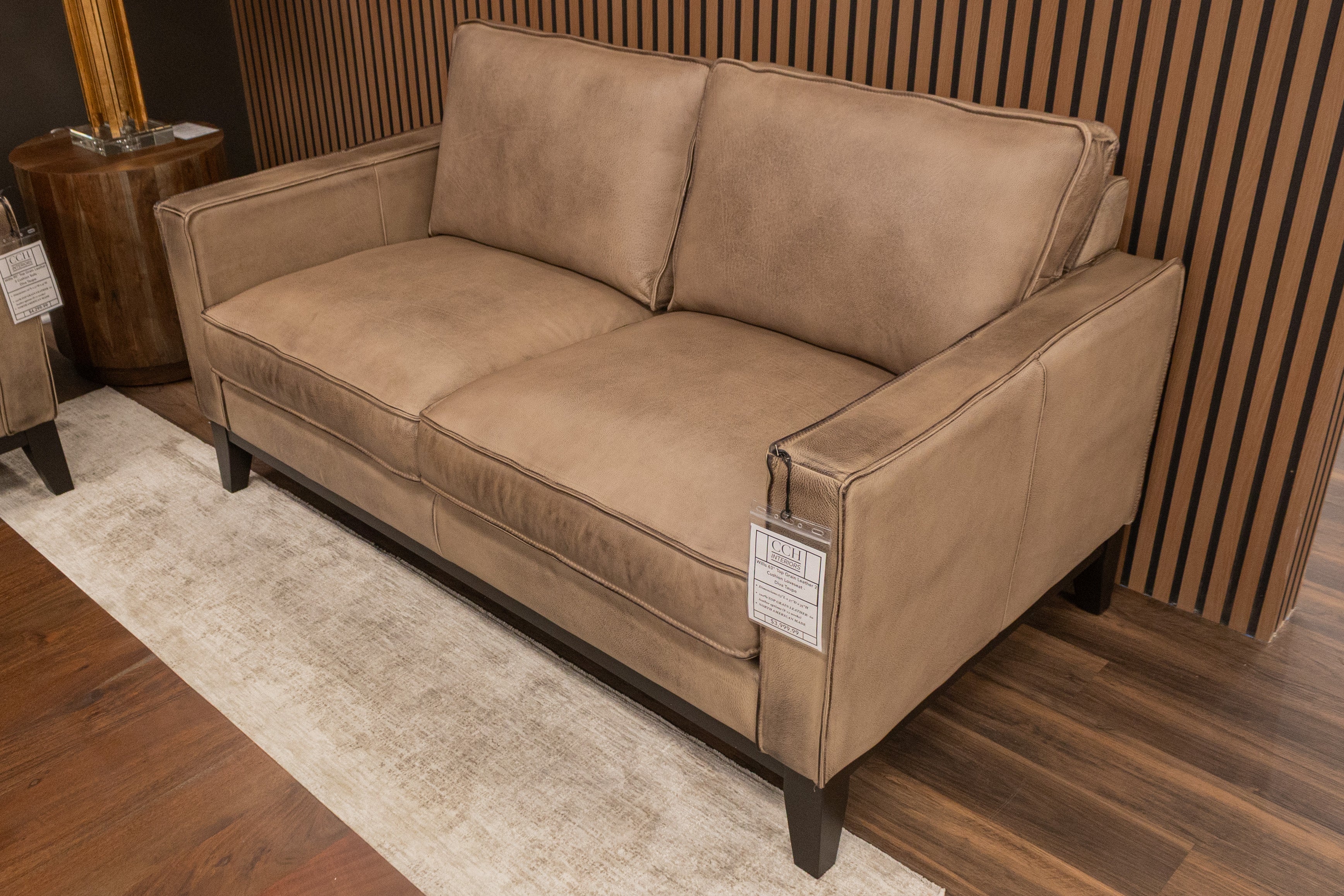 Willis 63" Top Grain Leather 2 Cushion Loveseat - Diva Taupe