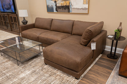 Raphael 124" Top Grain Leather Sofa w/Right Arm Facing Chaise - Napa Fudge