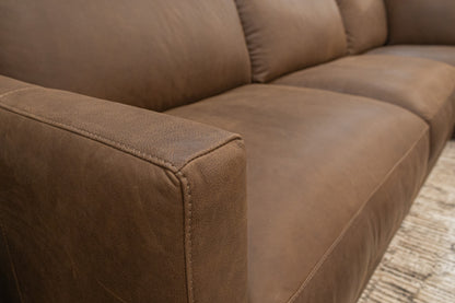Raphael 124" Top Grain Leather Sofa w/Right Arm Facing Chaise - Napa Fudge